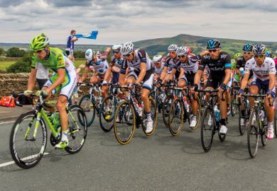 Tour de France cyclists competing, Yorkshire, England