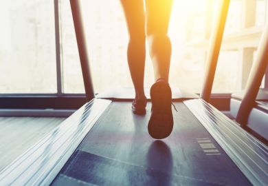 Woman running on a treadmill