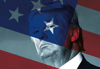Donald Trump and US flag montage