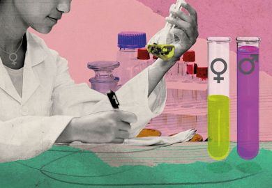 Illustration of scientist and test tubes