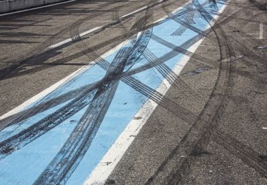 Tyre marks on race track