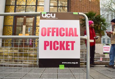 UCU official picket sign during strike.