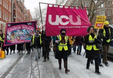 University and College Union members demonstrate during pensions row