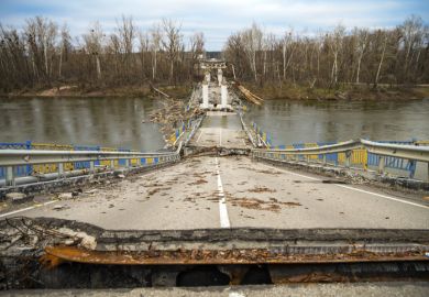 A destroyed bridge in Ukraine A destroyed bridge in Ukraine