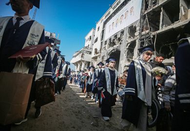 A graduation ceremony for 230 medical students is held by the Ministry of Health at al-Shifa Hospital which suffered severe damage as a result of Israeli military attacks in Gaza City, Gaza on 3 January, 2026. 