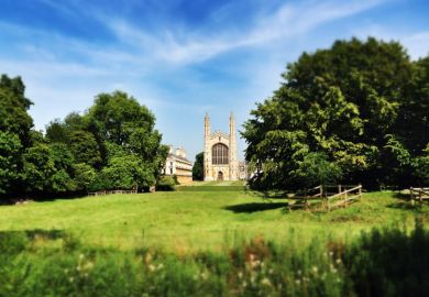 University of Cambridge campus surrounded by grass and trees