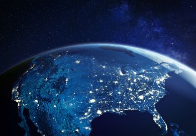 US lit up  View of US from space with city lights