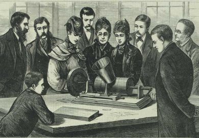 Victorians listening to gramophone talking book
