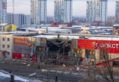 View of the store after the Russian bombing on March 15, 2022 in Kharkiv, Ukraine.