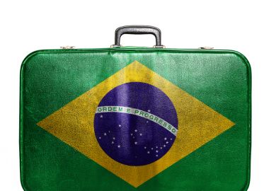 Vintage travel bag with map of Brazil