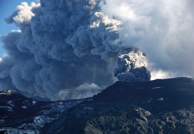 Cloud of ash from volcano