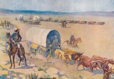 “The Bullock-Waggons Wound Slowly over the Billowy Plains” by Joseph Ratcliffe Skelton illustrating review of “The World Turned Inside Out: Settler Colonialism as a Political Idea” by Lorenzo Veracini