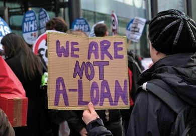 Students protest outside the Department for Business and Skills against the sell-off of student loans