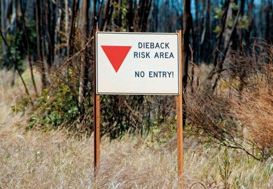 No entry sign for dieback risk area No Entry Sign for Dieback Risk Area to illustrate Caps, curbs and crises