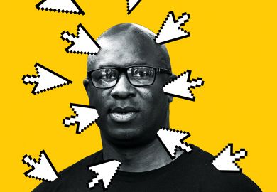 Montage of Jamaal  Bowman, a Democrat from New York, during a campaign with arrow symbols around him to illustrate Plagiarism accusations that led to the downfall of black US academics and politicians have sparked criticisms of ‘sloppy’ writing practices