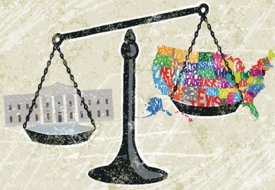 Scales with White House and US