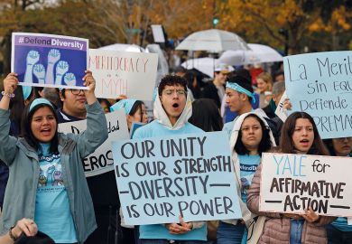 Proponents for affirmative action in higher education rally in front of the U.S. Supreme Court Proponents for affirmative action in higher education rally in front of the U.S. Supreme Court to illustrate Elite US universities face investigations over legacy admissions