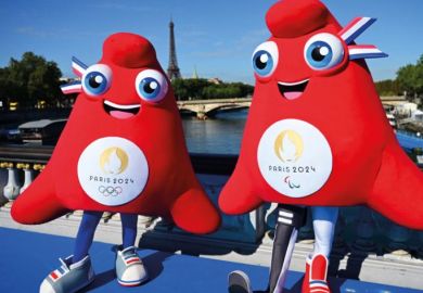 Olympic mascots at the Eiffel Tower to illustrate Research at Olympic Games is a hot topic