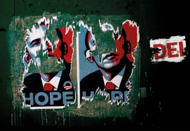 Torn poster of Barack Obama Torn poster of Barack Obama to illustrate what now for DEI in the US?
