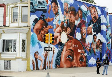 Mural illustrating the hope for black people in Philadelphia, within the "Mural Art Program" to offer beauty and a social direction to the communities  Mural illustrating the hope for black people to illustrate HBCUs partner with elites to build equity