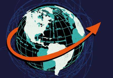 Graphic of a globe with a red arrow Graphic of a globe with an arrow to illustrate Has the pandemic changed international student flows forever