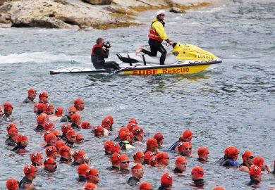 The annual Pier to Pub open water swimming race in Lorne. Victoria, Australia. The annual Pier to Pub open water swimming race in Lorne. Victoria  Australia to illustrate Australian accord’s challenge: boost enrolments in sceptical era