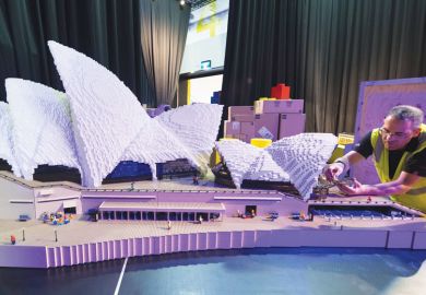 Lego model of the Sydney Opera House being constructed as a metaphor for microcredentials