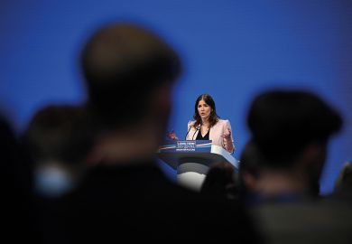 Michelle Donelan addresses the annual Conservative Party Conference in Manchester as she is described in the article