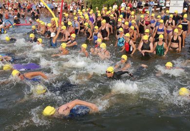 Over 2,300 people swim out to the sea as they take part in the Danskin Women's Triathlon Series Over 2,300 people swim out to the sea as they take part in the Danskin Women's Triathlon Series to illustrate Mass resignations from diamond journal over £2,500 author fees