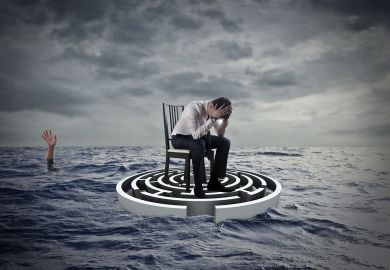 Concept of a person sitting with head in hands on a maze in the sea with a hand raised in the distance Concept of a person sitting with head in hands on a maze in the sea with a hand in the distance raised to illustrate UK, US law must fix clash between privacy rights and protecting lives