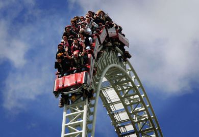 People ride a rollercoaster at Thorpe Park People ride a rollercoaster at Thorpe Park to illustrate Academics’ faith in A levels plummets post-pandemic