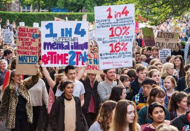 Student protest demanding better mental health services Student protest demanding better mental health services to illustrate Only legislation can address patchy practice on suicide prevention