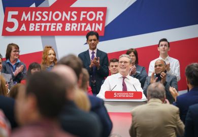 Party Leader, Sir Keir Starmer receives a standing ovation after delivering a speech Party Leader, Sir Keir Starmer receives a standing ovation after delivering a speech to illustrate how scholars can influence general election manifestos