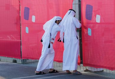 Locals try opening a shut gate Locals try opening a shut gate to illustrate Heavy-handed Gulf regulation ‘holds back student employability’