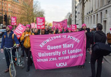  Thousands of people gathered outside King's Cross Station for a rally in support of university strikes to illustrate Queen Mary staff allowed to challenge marking boycott pay cuts