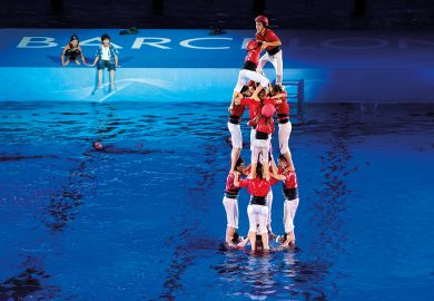 Castellers raise a castel in the middle of the swimming pool Castellers raise a castel in the middle of the swimming pool to illustrate Research refocus ‘risks elite domination’