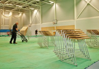 School exam tables being stored away in Bromsgrove, UK to illustrate Lessons to be learned
