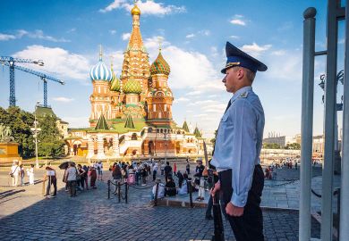 Russian police at the door of Kremlin to illustrate Moscow’s Free University, branded ‘undesirable’ by Kremlin, closes doors
