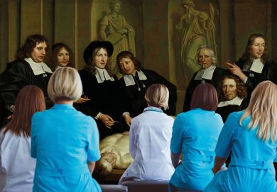 Montage of doctors sitting watching renaissance doctors operating on a body to illustrate Are degree apprentices hips  ready to graduate?