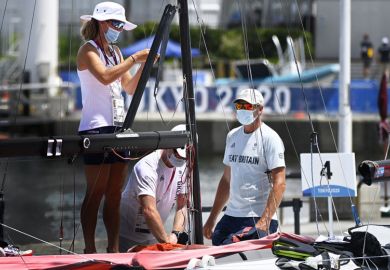 Great Britain team on a sailing boat during the Tokyo 2020 Olympic Games sailing competition Great Britain team on a sailing boat during the Tokyo 2020 Olympic Games sailing competition as a metaphor for Covid crisis: ‘everybody was in the same boat’