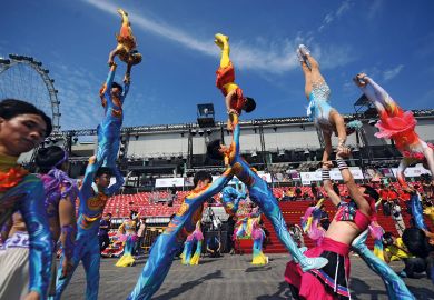 Chinese performers participated in a media preview of the Chingay Parade in Singapore to illustrate Singapore’s creative economy gets boost from new arts university 