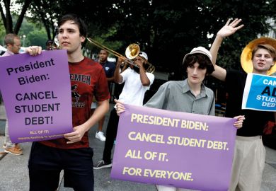 ctivists attend a rally outside of the White House to call on U.S. President Joe Biden to cancel student debt to illustrate US debt freeze feared to be raising risk for new students