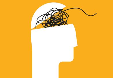 Illustration of a head open with tangled wires to illustrate ADHD
