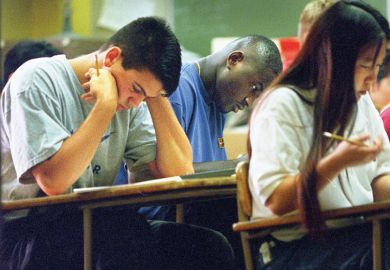 Students taking an admissions test Students taking an admissions test to illustrate the admissions tests hinder disabled students, US audit finds