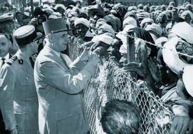 French General Charles de Gaulle meeting Algerians during his visit to Orleansville, for French historians ‘being shut out of state archives’