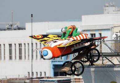 A competitor attempting to fly his homemade craft in  in Taichung A competitor attempting to fly his homemade craft in  in Taichung to illustrate Quality concerns over Taiwan’s international student drive