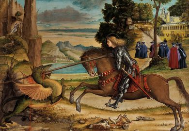 Montage painting of Saint George with Scenes from His Life, 1516. Found in the collection of the Basilica di San Giorgio Maggiore, Venezia. Creator: Carpaccio, Vittore (1460-1526) Painting of Saint George with Scenes from His Life, 1516. Found in the collection of the Basilica di San Giorgio Maggiore, Venezia. Creator: Carpaccio, Vittore (1460-1526) to illustrate How can we fix UK higher education?