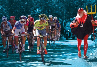 Man dressed as a devil along side cyclists at the Tour de France to illustrate A devil’s advocate  in every lab would  drive better science