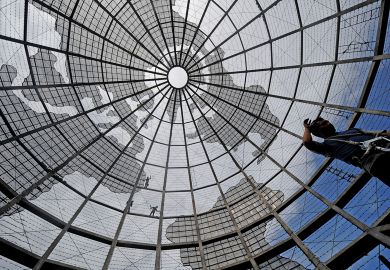 Workers are silhouetted as they replace broken LED lights on a huge bronze globe in front of a mall in Manila Workers are silhouetted as they replace broken LED lights on a huge bronze globe in front of a mall in Manila to illustrate Internationalisation professionals have mixed feelings on leaders