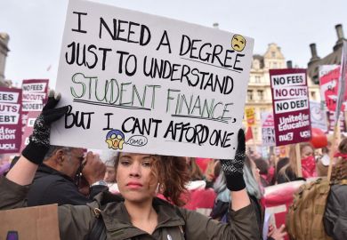  Students protest against fees and cuts and debt in central London to illustrate Post-2012 English graduates ‘dread ever-present loan debt’